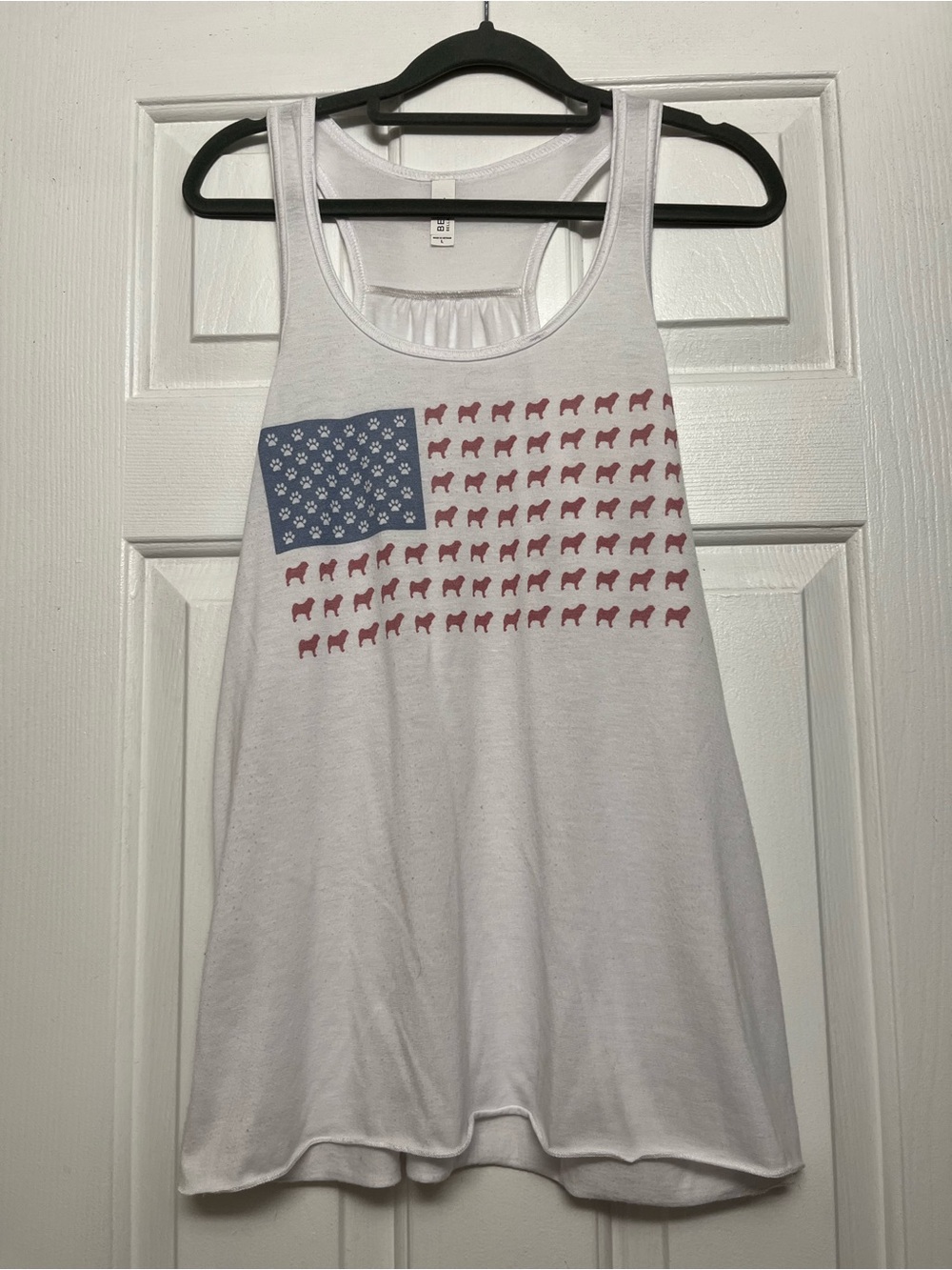 Bella Canvas White Tank Top with Red & Blue Flag Motif